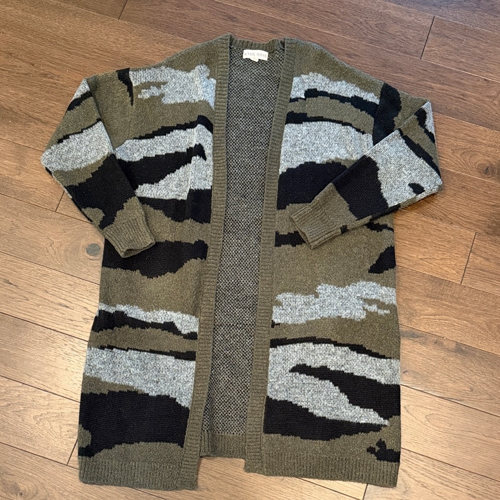 Knox Rose Camouflage Open Front Cardigan/Duster Large C15-017